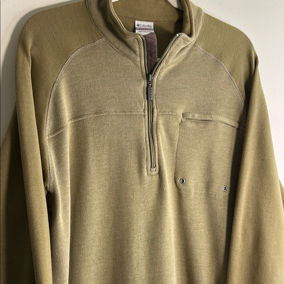 Men's Olive COLUMBIA VERTEX Active Sweater Size‎ XL Quarter Zip Vented - Picture 1 of 12